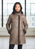 Arctic Elegance: Longline Asymmetrical Shearling Parka Jacket