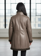 Arctic Elegance: Longline Asymmetrical Shearling Parka Jacket