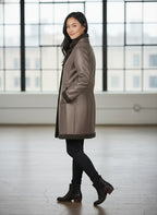 Arctic Elegance: Longline Asymmetrical Shearling Parka Jacket