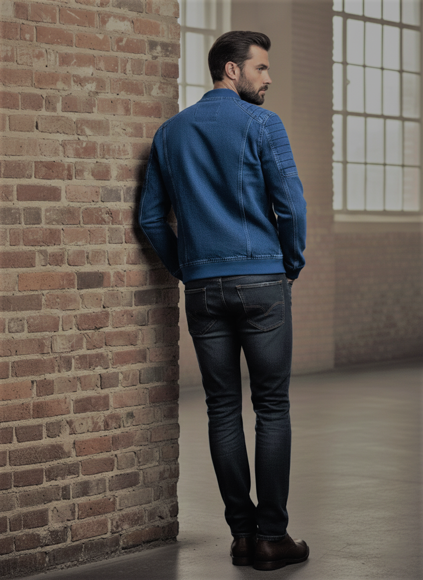 The Urban Vanguard | Premium Indigo Denim Bomber Jacket